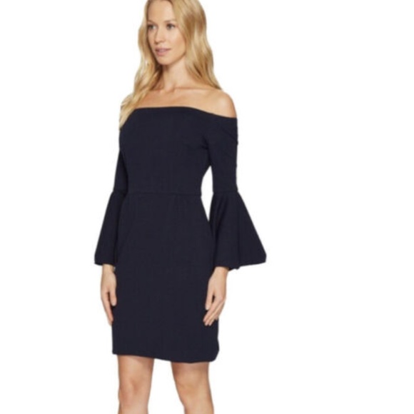NWT Trina Turk Miley Off The Shoulder Navy Dress - Picture 1 of 6